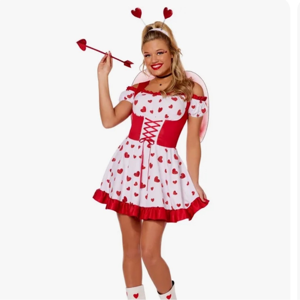 Adult Cupid Cutie Spirit Halloween Costume, Heart Dress Size Small